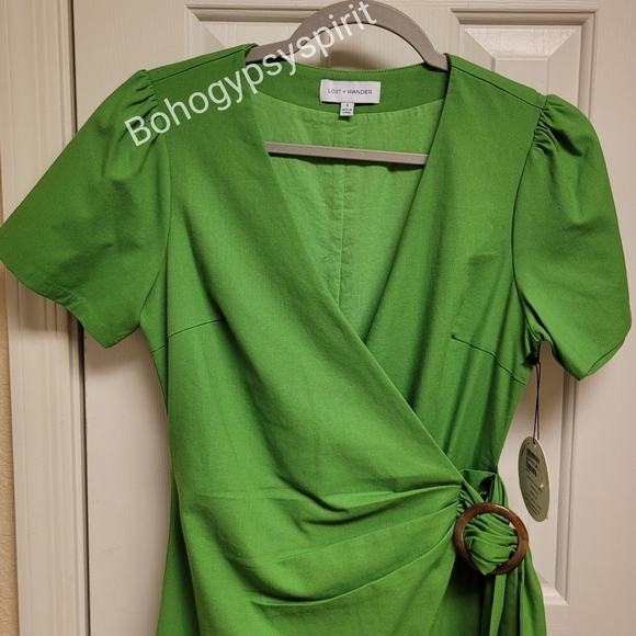 NWT $158 Anthropologie Small Green Wrap Midi Dress - Picture 13 of 17